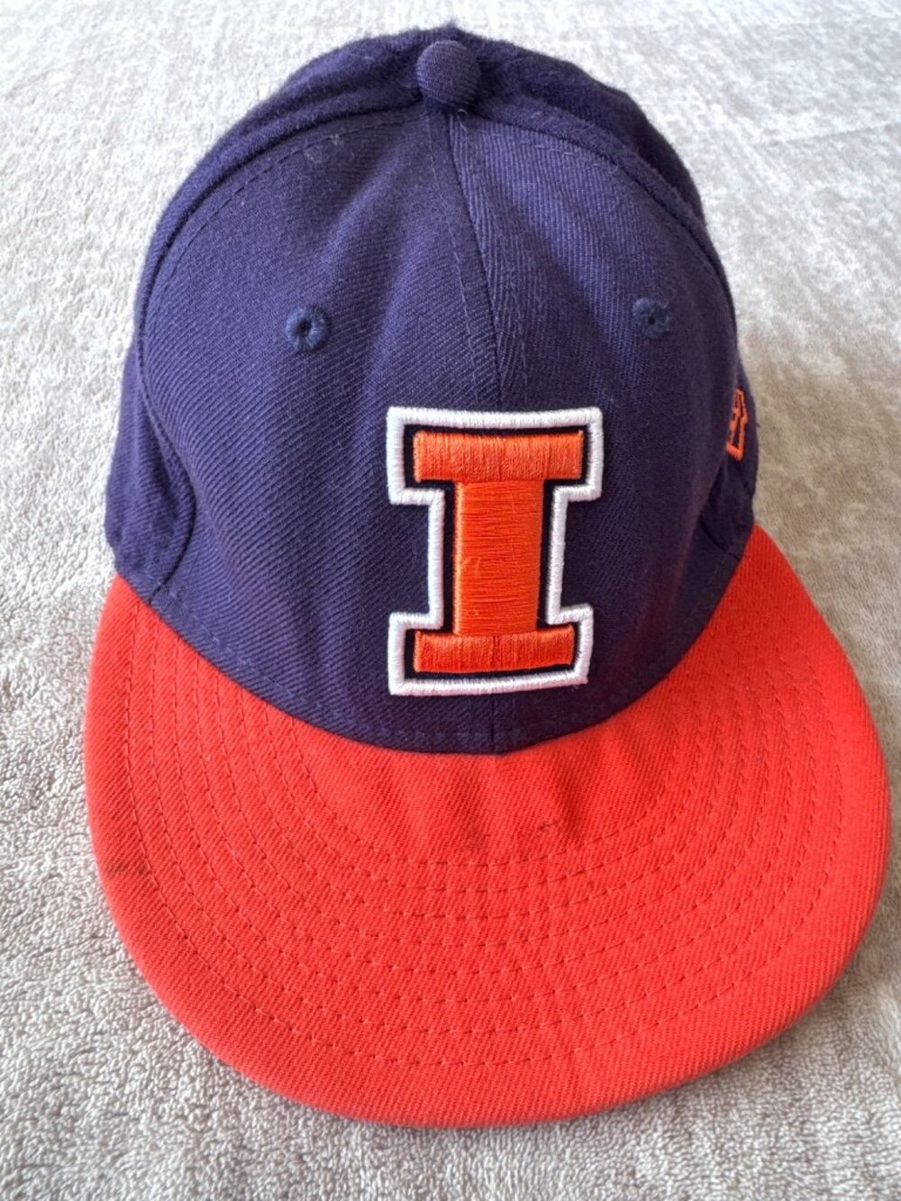 Vintage Illinois Fighting Illini Navy & Orange Fitted Hat By New Era Size 7 1/4